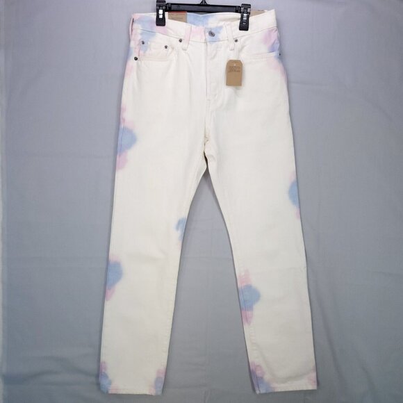 Levi's Denim - Levis 501 Jeans Straight Leg Women High Rise White Tie-Dye Size 28x30 Button Fly